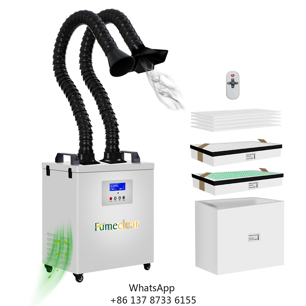Industrial Laser Printer - 強力な吸引工業用溶接煙塵抽出器空気清浄機、レーザー彫刻機、3Dプリンター、はんだ付け用ダブルアーム付き