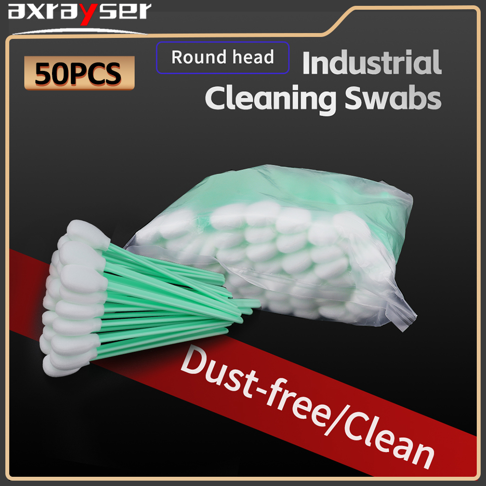 Industrial Laser Cleaning - 50 個の綿棒工業用クリーニング綿棒、レーザーレンズ保護レンズおよびフォーカスレンズ用、ダストフリースポンジチップクリーニングツール