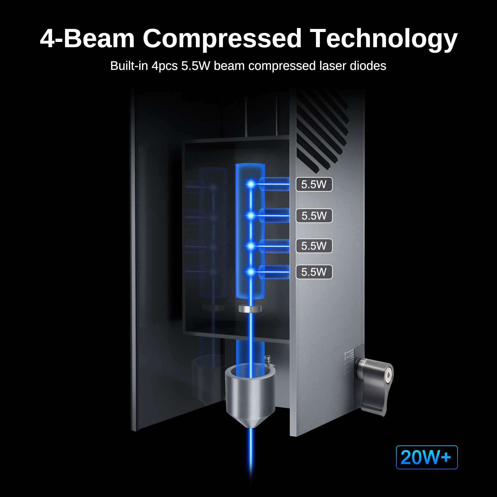 光学レーザーヘッド,高出力,20W,空気補助,青色光モジュー - Fiber Laser Source 20W のレビューと価格